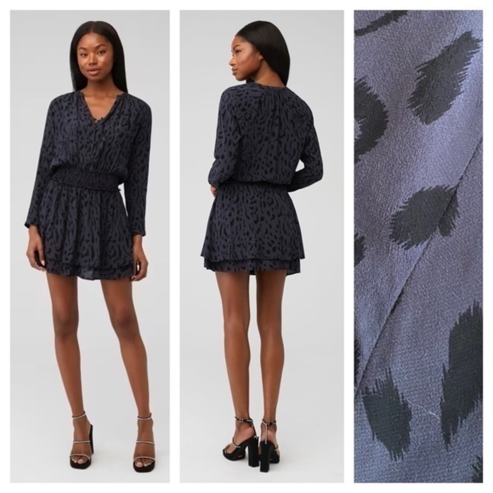 Rails Gray Black Ash Cheeta Print Jasmine Dress Medium